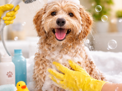 Professional dog bath and brush service at Robin's Groomingdales grooming salon Dunwoody GA
