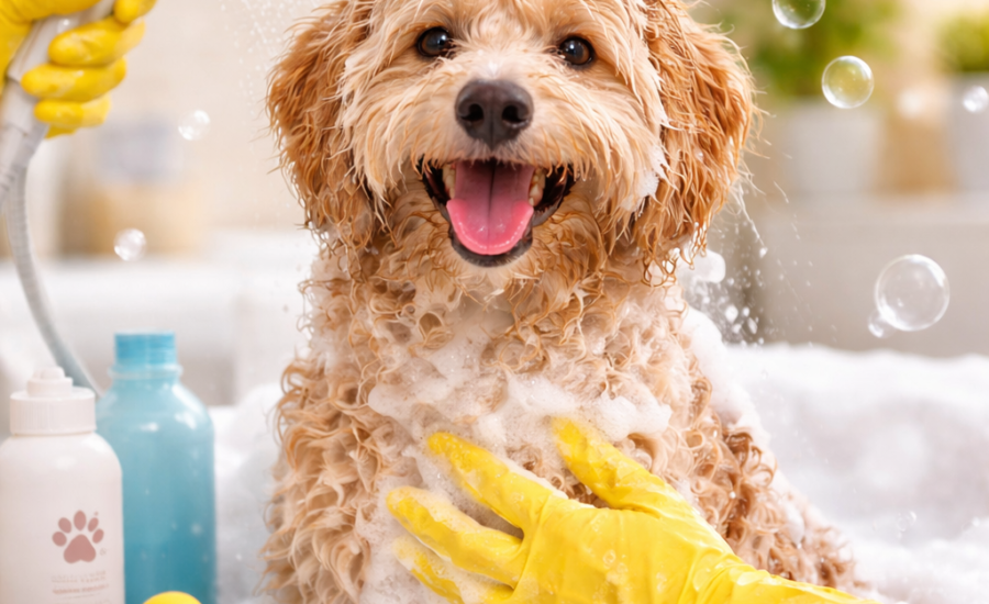 Professional dog bath and brush service at Robin's Groomingdales grooming salon Dunwoody GA